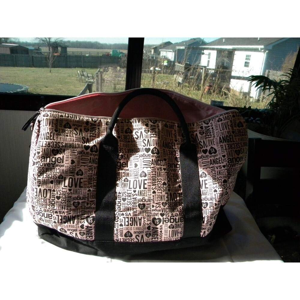 Victoria’s Secret Shoulder Large Tote Weekender Signature Graphic Silver Logo